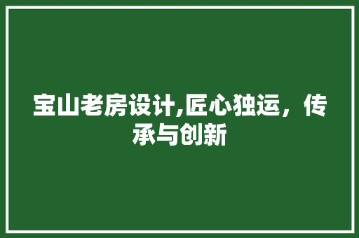 宝山老房设计,匠心独运，传承与创新