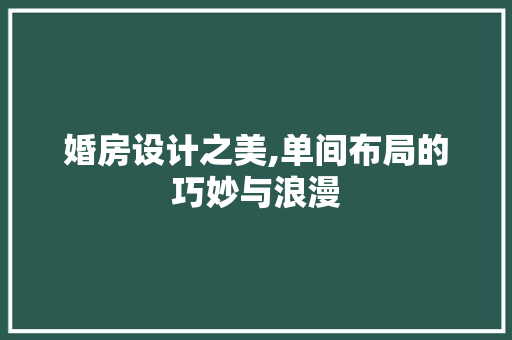 婚房设计之美,单间布局的巧妙与浪漫