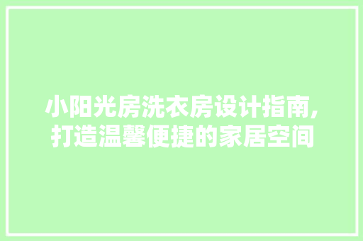 小阳光房洗衣房设计指南,打造温馨便捷的家居空间