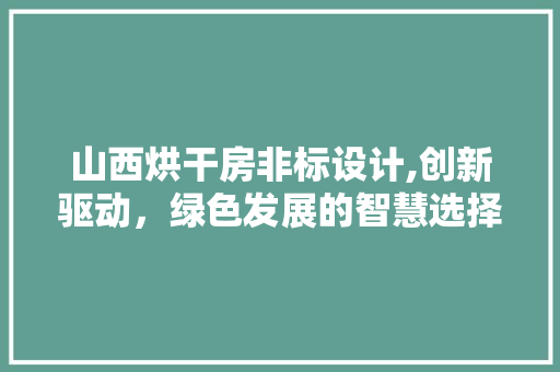 山西烘干房非标设计,创新驱动，绿色发展的智慧选择