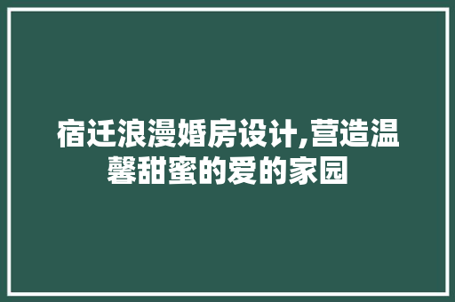 宿迁浪漫婚房设计,营造温馨甜蜜的爱的家园