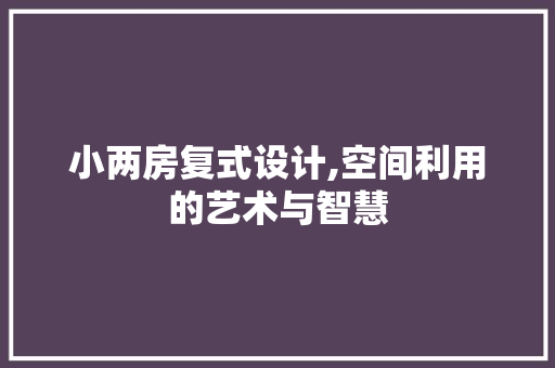 小两房复式设计,空间利用的艺术与智慧