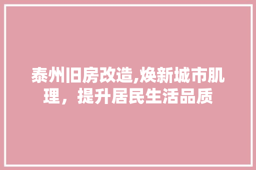 泰州旧房改造,焕新城市肌理，提升居民生活品质