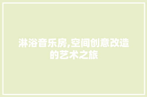 淋浴音乐房,空间创意改造的艺术之旅