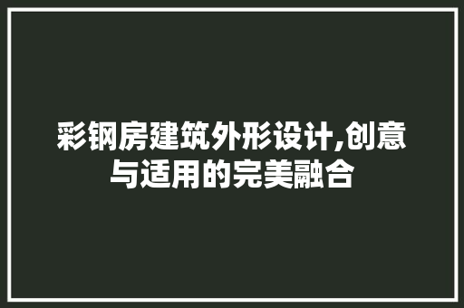 彩钢房建筑外形设计,创意与适用的完美融合