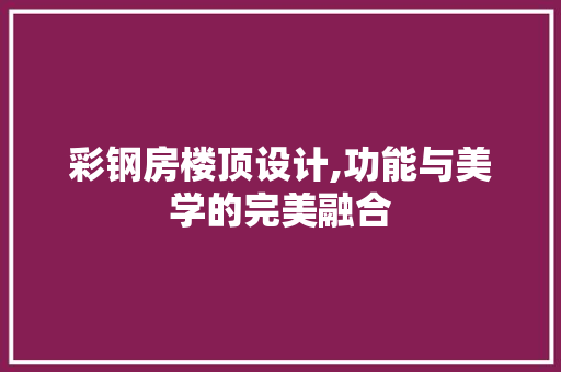 彩钢房楼顶设计,功能与美学的完美融合