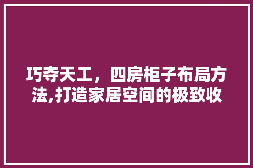 巧夺天工，四房柜子布局方法,打造家居空间的极致收纳艺术