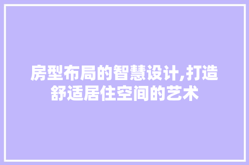 房型布局的智慧设计,打造舒适居住空间的艺术
