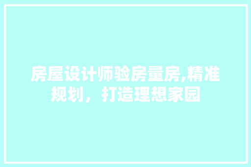 房屋设计师验房量房,精准规划，打造理想家园