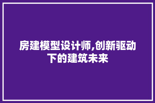 房建模型设计师,创新驱动下的建筑未来