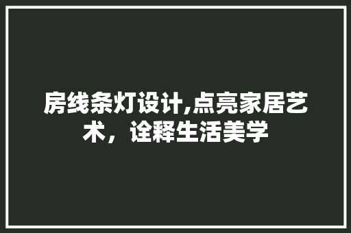 房线条灯设计,点亮家居艺术，诠释生活美学