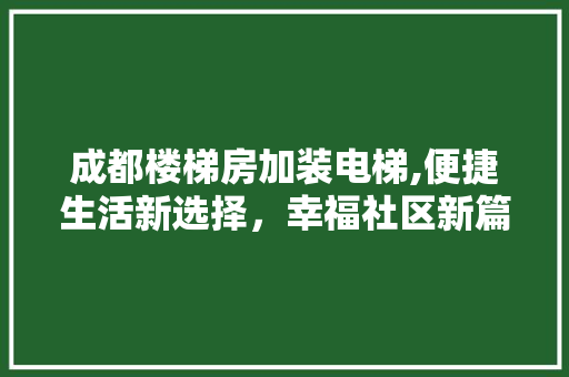 成都楼梯房加装电梯,便捷生活新选择，幸福社区新篇章