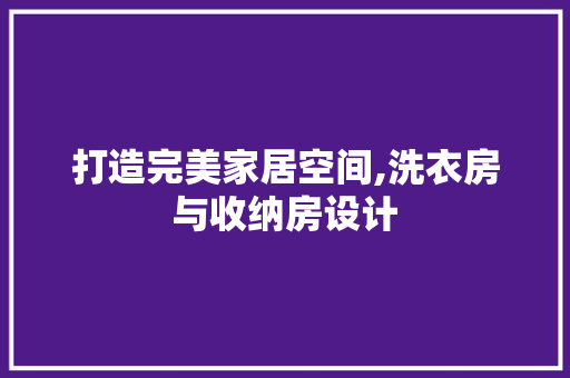 打造完美家居空间,洗衣房与收纳房设计