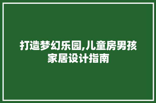 打造梦幻乐园,儿童房男孩家居设计指南
