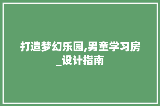 打造梦幻乐园,男童学习房_设计指南
