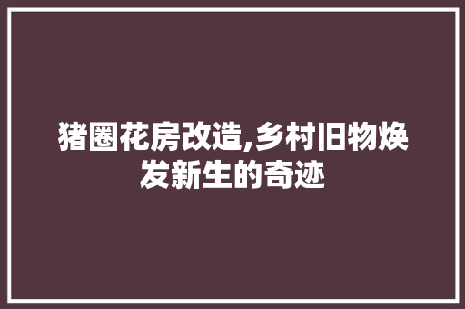 猪圈花房改造,乡村旧物焕发新生的奇迹