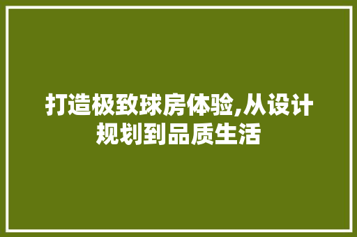 打造极致球房体验,从设计规划到品质生活