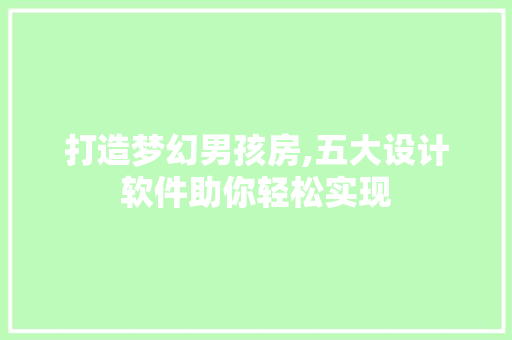 打造梦幻男孩房,五大设计软件助你轻松实现