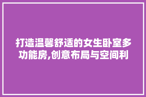 打造温馨舒适的女生卧室多功能房,创意布局与空间利用之路