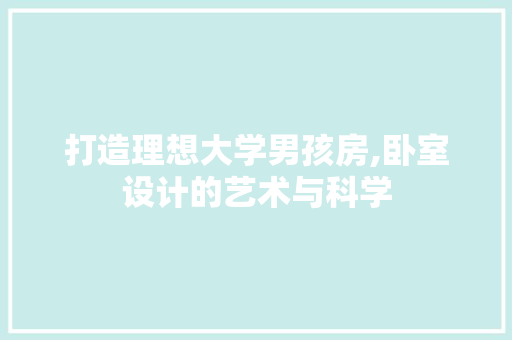 打造理想大学男孩房,卧室设计的艺术与科学