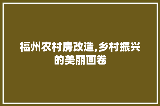 福州农村房改造,乡村振兴的美丽画卷