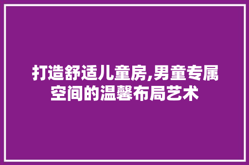 打造舒适儿童房,男童专属空间的温馨布局艺术
