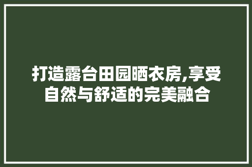 打造露台田园晒衣房,享受自然与舒适的完美融合