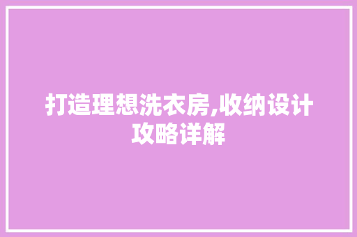 打造理想洗衣房,收纳设计攻略详解