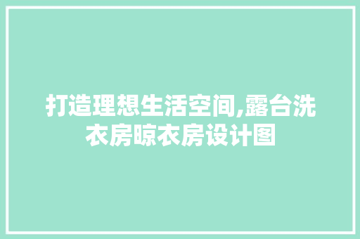打造理想生活空间,露台洗衣房晾衣房设计图