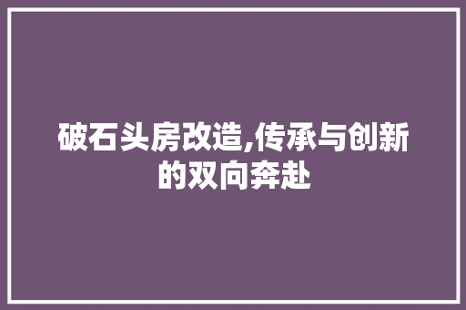 破石头房改造,传承与创新的双向奔赴