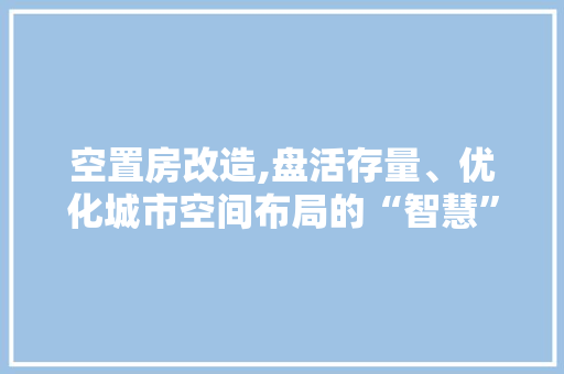 空置房改造,盘活存量、优化城市空间布局的“智慧”举措