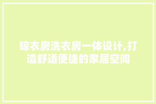 晾衣房洗衣房一体设计,打造舒适便捷的家居空间