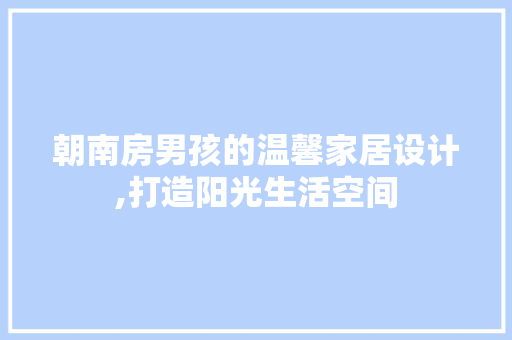 朝南房男孩的温馨家居设计,打造阳光生活空间