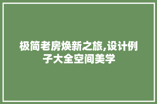 极简老房焕新之旅,设计例子大全空间美学