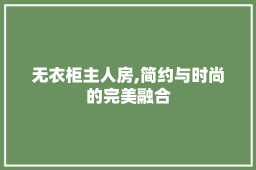 无衣柜主人房,简约与时尚的完美融合