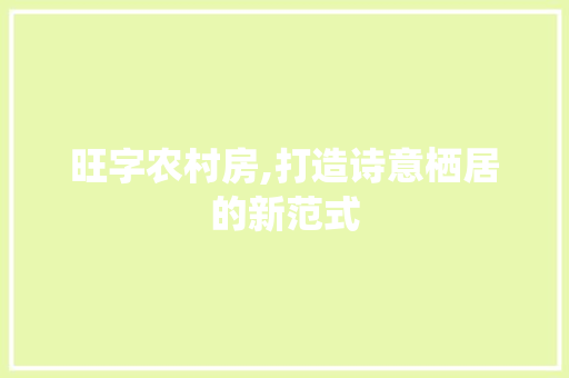 旺字农村房,打造诗意栖居的新范式