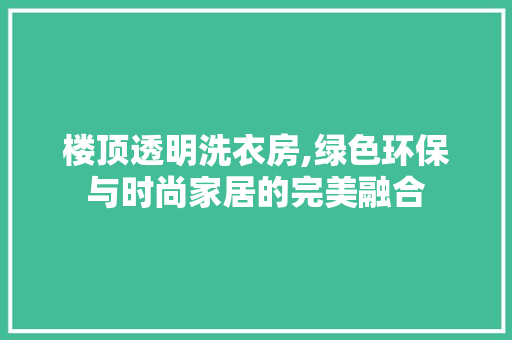 楼顶透明洗衣房,绿色环保与时尚家居的完美融合
