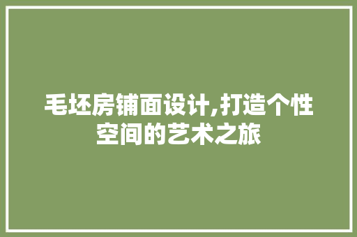 毛坯房铺面设计,打造个性空间的艺术之旅