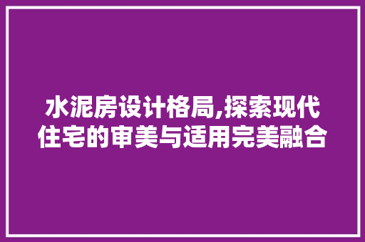 水泥房设计格局,探索现代住宅的审美与适用完美融合