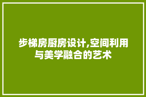 步梯房厨房设计,空间利用与美学融合的艺术