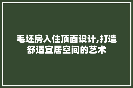 毛坯房入住顶面设计,打造舒适宜居空间的艺术