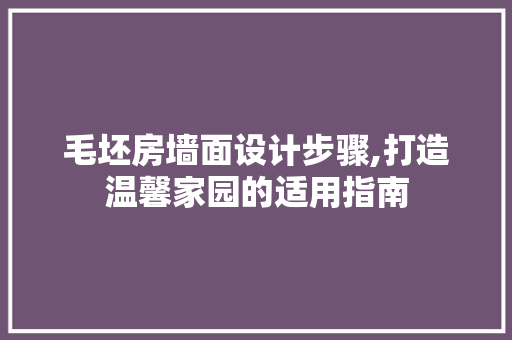 毛坯房墙面设计步骤,打造温馨家园的适用指南