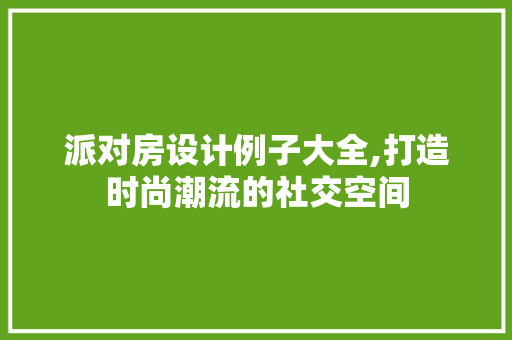 派对房设计例子大全,打造时尚潮流的社交空间