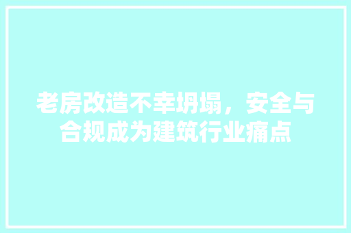 老房改造不幸坍塌，安全与合规成为建筑行业痛点