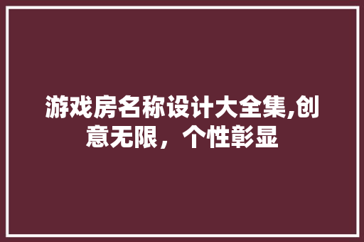 游戏房名称设计大全集,创意无限，个性彰显