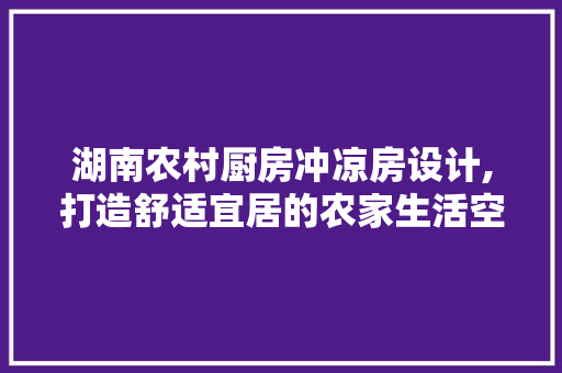 湖南农村厨房冲凉房设计,打造舒适宜居的农家生活空间