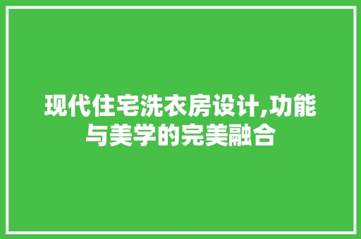 现代住宅洗衣房设计,功能与美学的完美融合