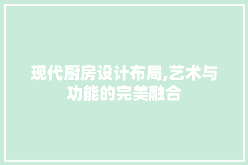 现代厨房设计布局,艺术与功能的完美融合