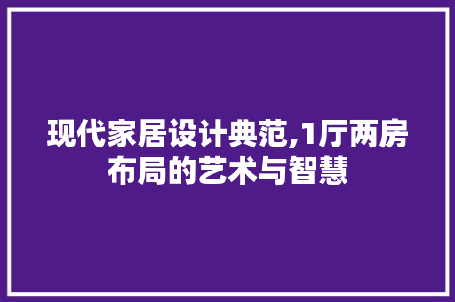 现代家居设计典范,1厅两房布局的艺术与智慧