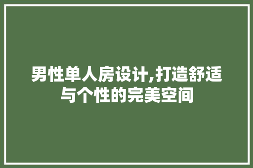 男性单人房设计,打造舒适与个性的完美空间